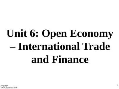 Unit 6: Open Economy   International Trade and Finance