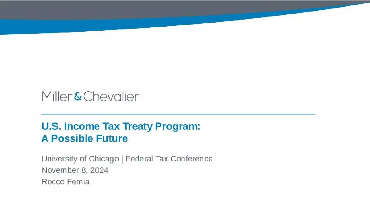 PPT-U.S. Income Tax Treaty Program: A Possible Future