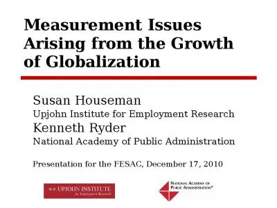 Measurement Issues Arising from the Growth of Globalization