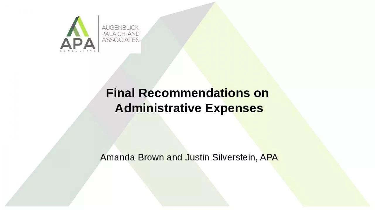 PPT-Final Recommendations on Administrative Expenses