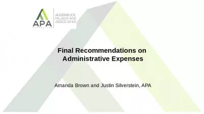 Final Recommendations on  Administrative Expenses