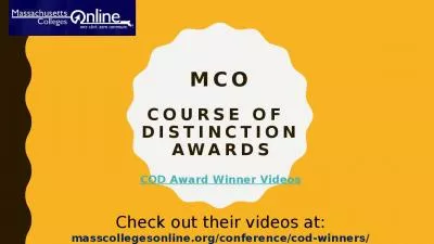 MCO   course of  Distinction Awards