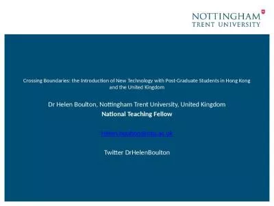 Crossing Boundaries: the Introduction of New Technology with Post-Graduate Students in Hong Kong and the United Kingdom