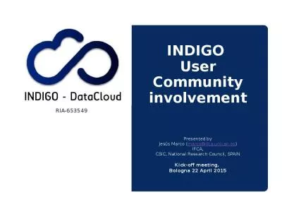 INDIGO  User Community involvement