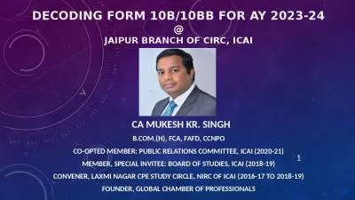 Decoding Form 10b/10bb for ay 2023-24 @ jaipur branch of cIRC, ICAI