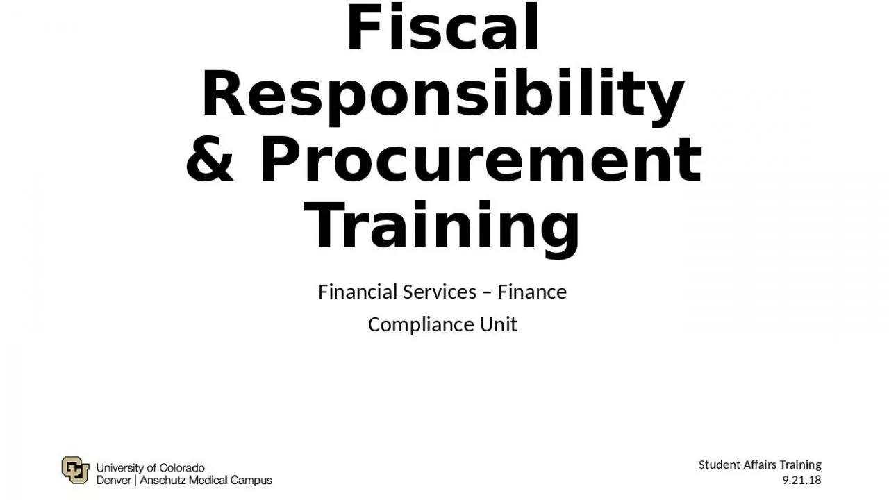 PPT-Fiscal Responsibility & Procurement Training