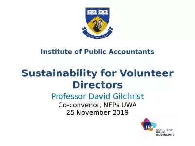 Institute of Public Accountants Sustainability for Volunteer Directors