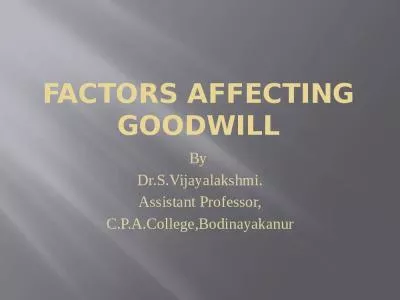 Factors Affecting Goodwill