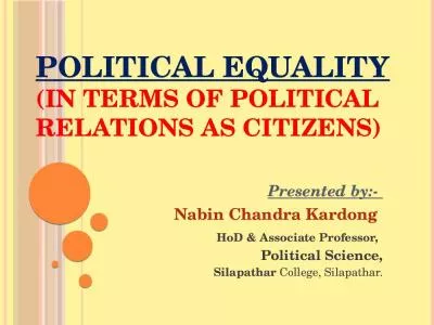 POLITICAL EQUALITY (In terms of Political relations as citizens)