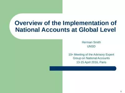 Overview of the Implementation of National Accounts at Global Level