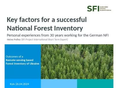 Key factors for a successful  National Forest Inventory