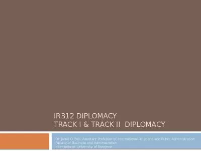 Ir312 Diplomacy Track I & Track II  Diplomacy