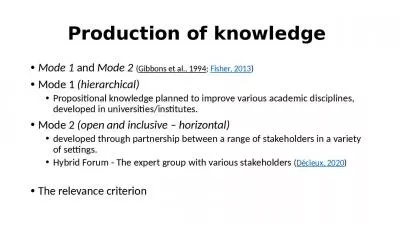 Production of knowledge