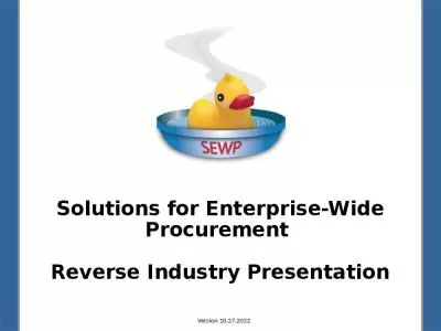 Solutions for Enterprise-Wide Procurement  Reverse Industry Presentation