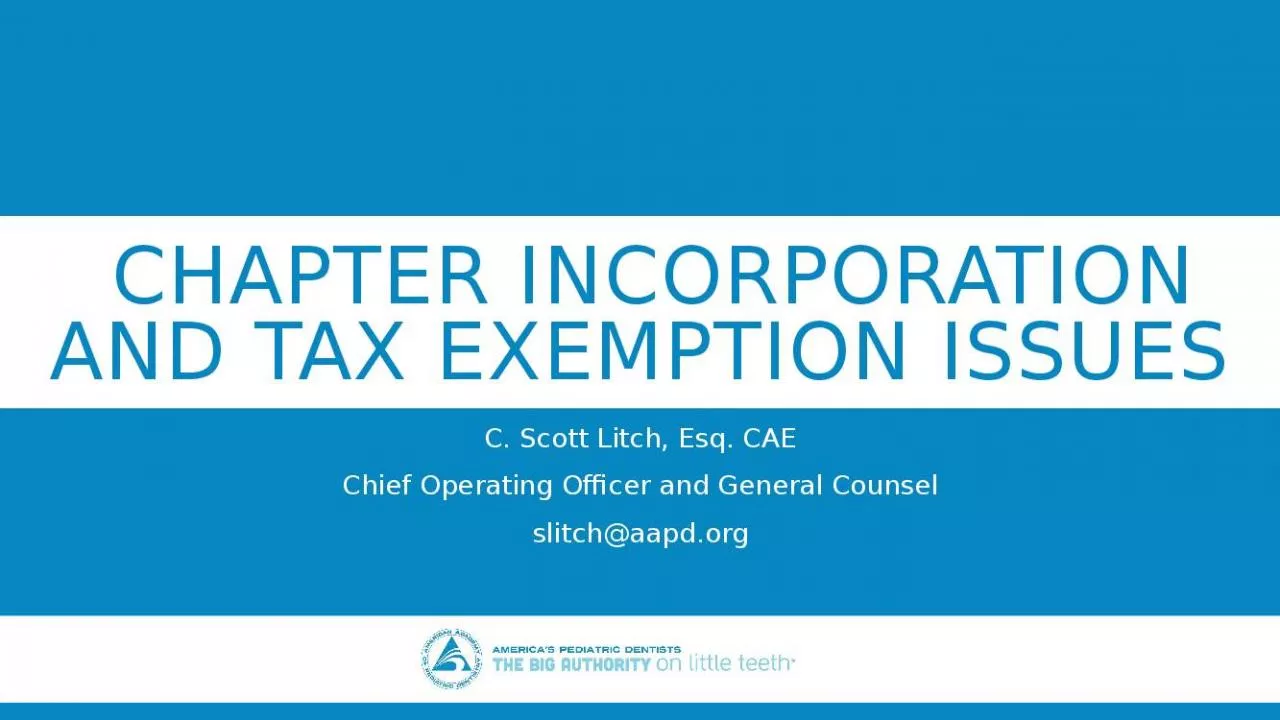 PPT-Chapter Incorporation and Tax Exemption Issues