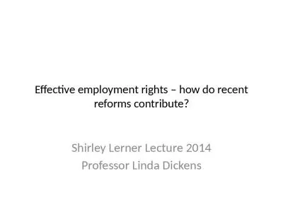 Effective employment rights   how do recent reforms contribute?