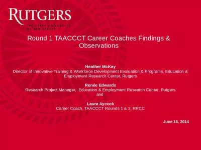 Round 1 TAACCCT Career Coaches Findings & Observations