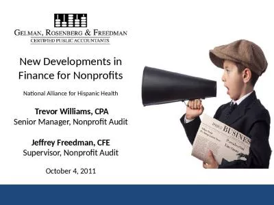 Trevor Williams, CPA Senior Audit Manager, Gelman, Rosenberg & Freedman CPAs