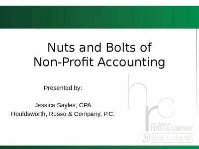 Nuts and Bolts of Non-Profit Accounting