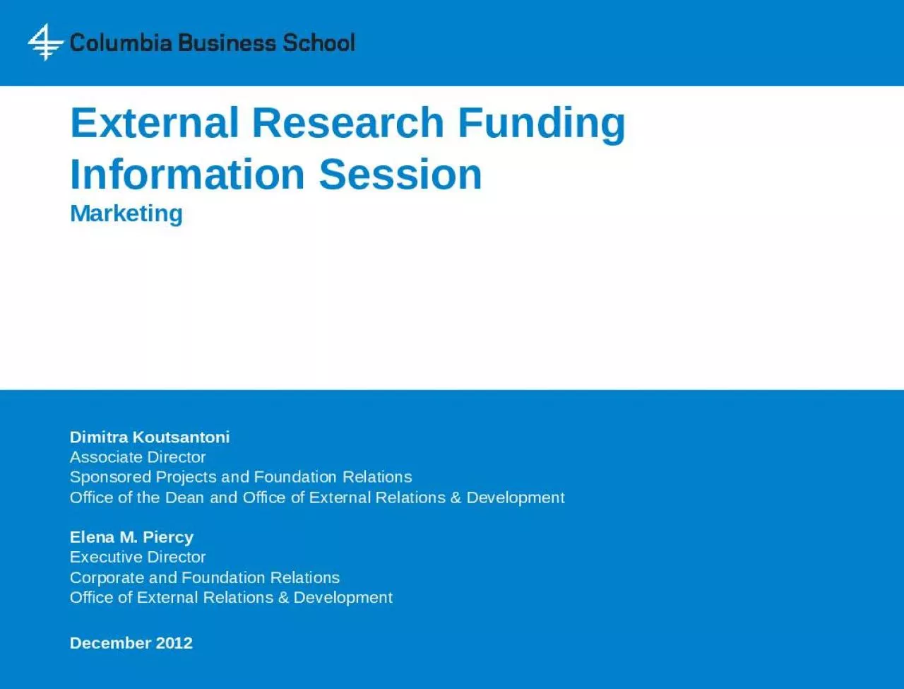 PPT-External Research Funding Information Session Marketing