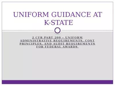 UNIFORM GUIDANCE AT  K-STATE