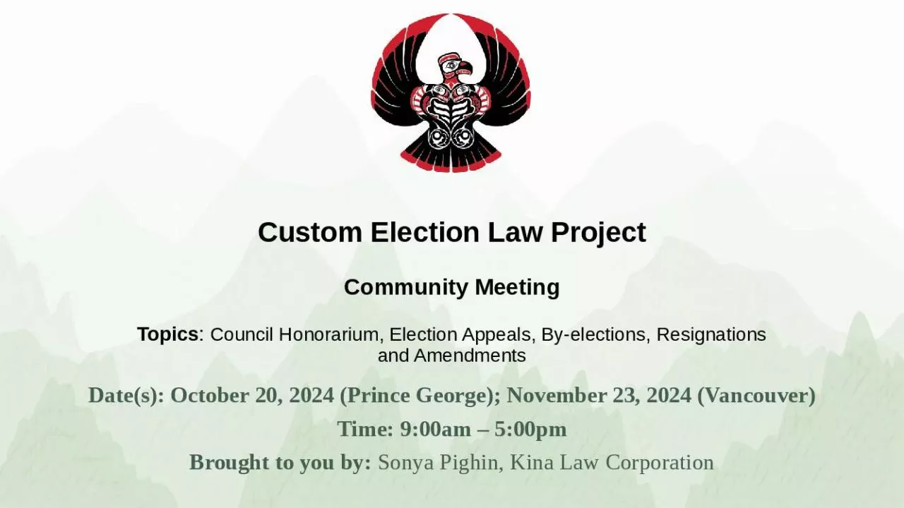 PPT-Custom Election Law Project Community Meeting Topics: Council Honorarium, Election Appeals,