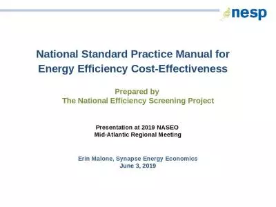 National Standard Practice Manual for  Energy Efficiency Cost-Effectiveness