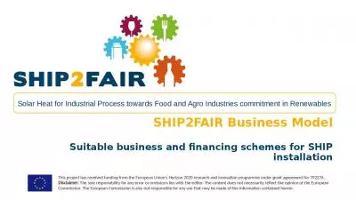 SHIP2FAIR Business Model Suitable business and financing schemes for SHIP installation