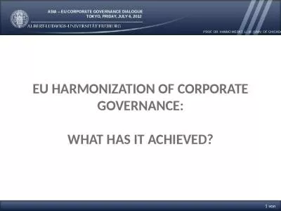 EU Harmonization of Corporate Governance: What has it Achieved?