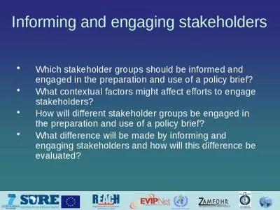 Informing and engaging stakeholders