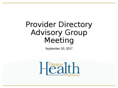 Provider Directory Advisory Group Meeting