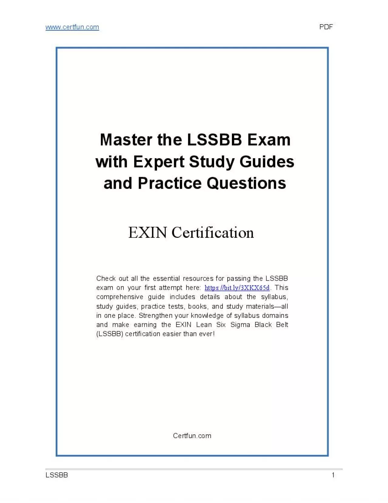 PDF-LSSBB Exam with Expert Study Tools