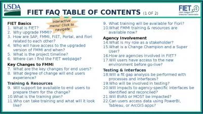 FIET FAQ TABLE OF CONTENTS (1 of 2)