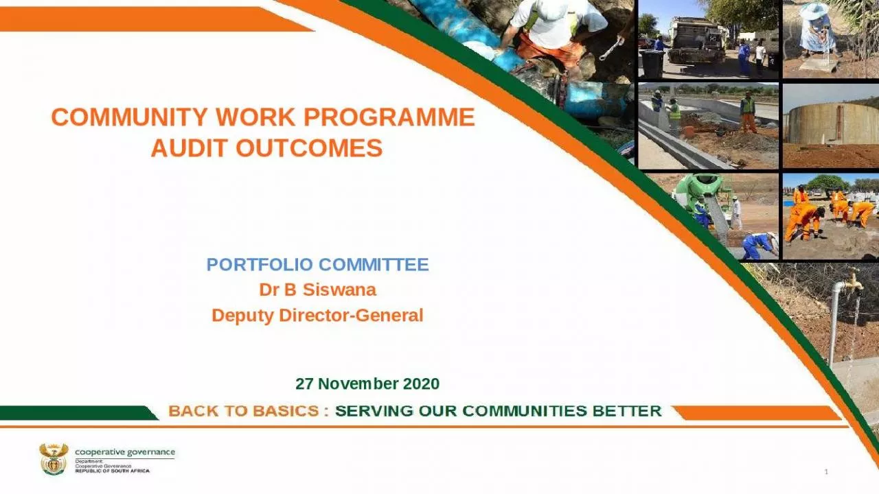 PPT-COMMUNITY WORK PROGRAMME AUDIT OUTCOMES