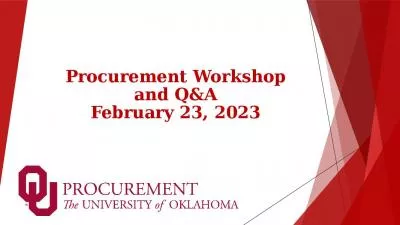 Procurement Workshop and Q&A February 23, 2023