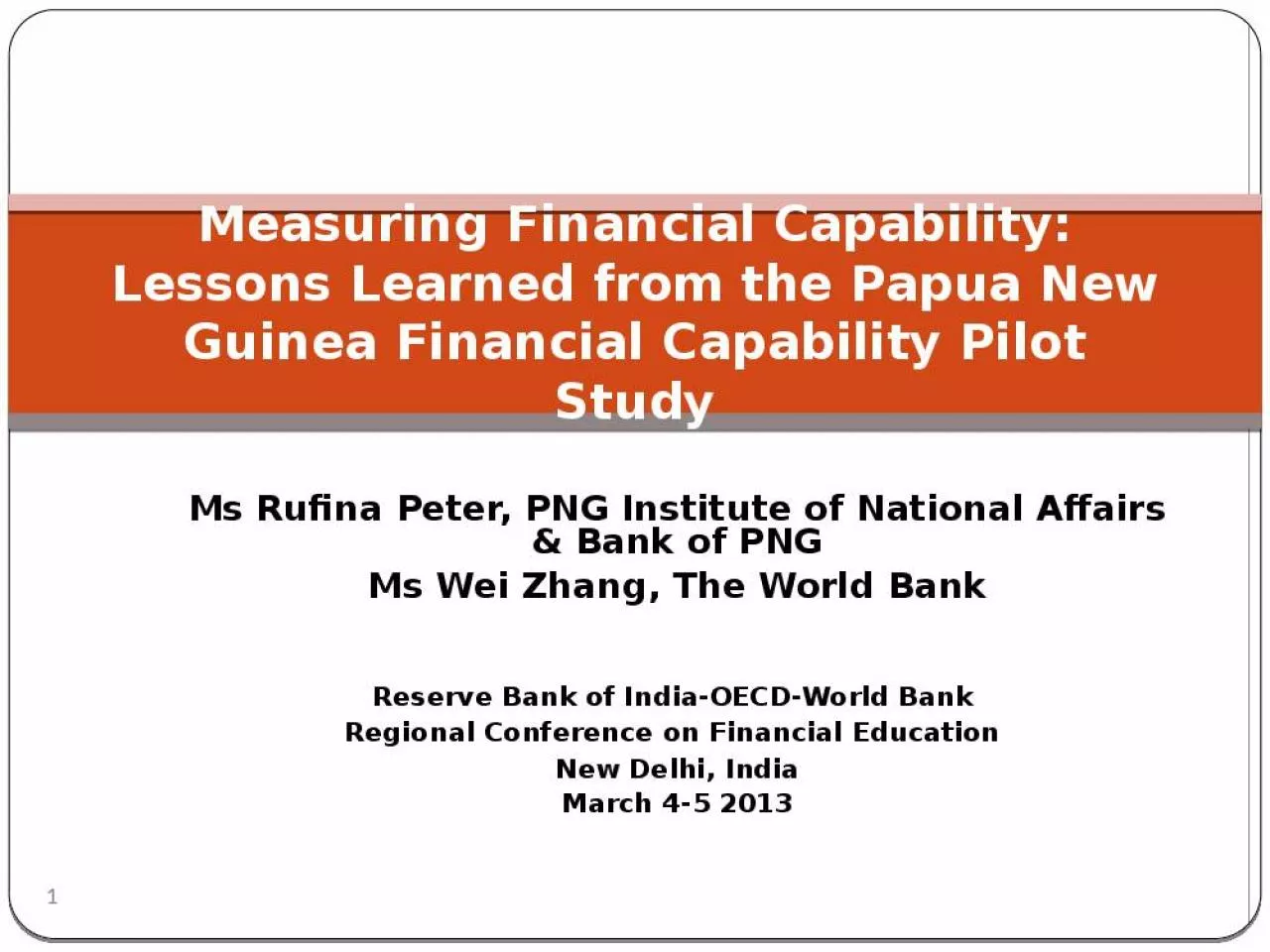 PPT-Measuring Financial Capability: Lessons Learned from the Papua New Guinea Financial Capability