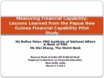 Measuring Financial Capability: Lessons Learned from the Papua New Guinea Financial Capability