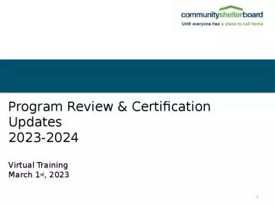 Program Review & Certification Updates 2023-2024 Virtual Training March 1st, 2023