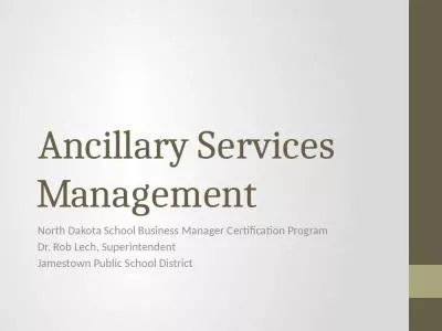 Ancillary Services Management