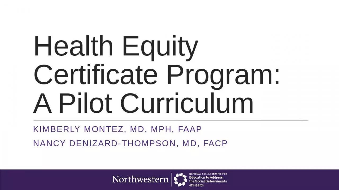 PPT-Health Equity Certificate Program: A Pilot Curriculum