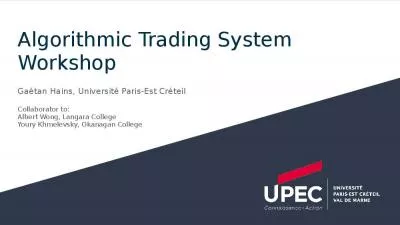 Algorithmic Trading System Workshop