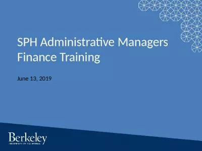 SPH Administrative Managers Finance Training