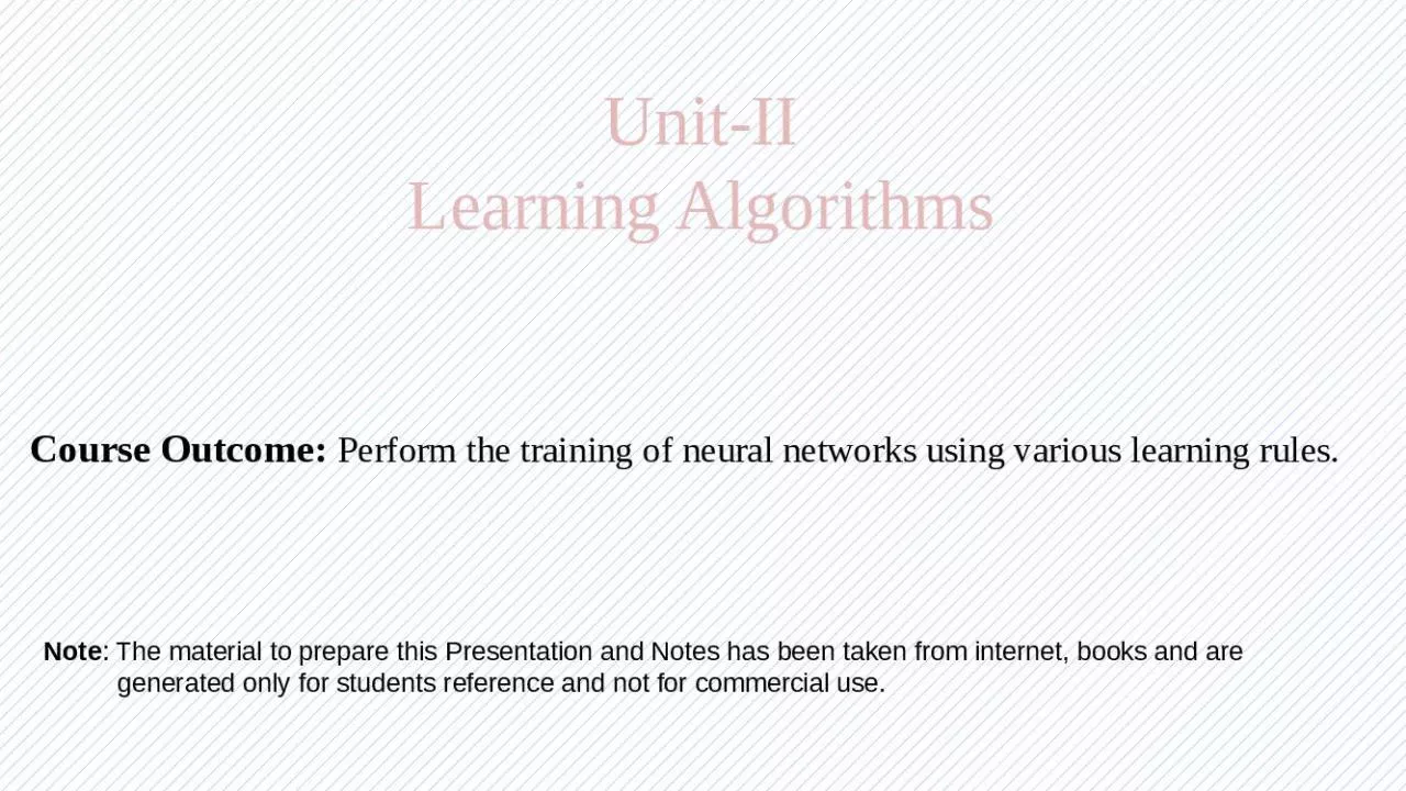 PPT-Unit-II Learning Algorithms