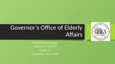 Governor s Office of Elderly Affairs