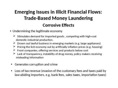 Emerging Issues in Illicit Financial Flows:  Trade-Based Money Laundering