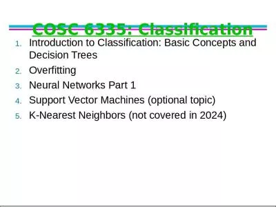 COSC 6335: Classification