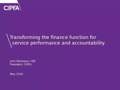 Transforming the finance function for service performance and accountability