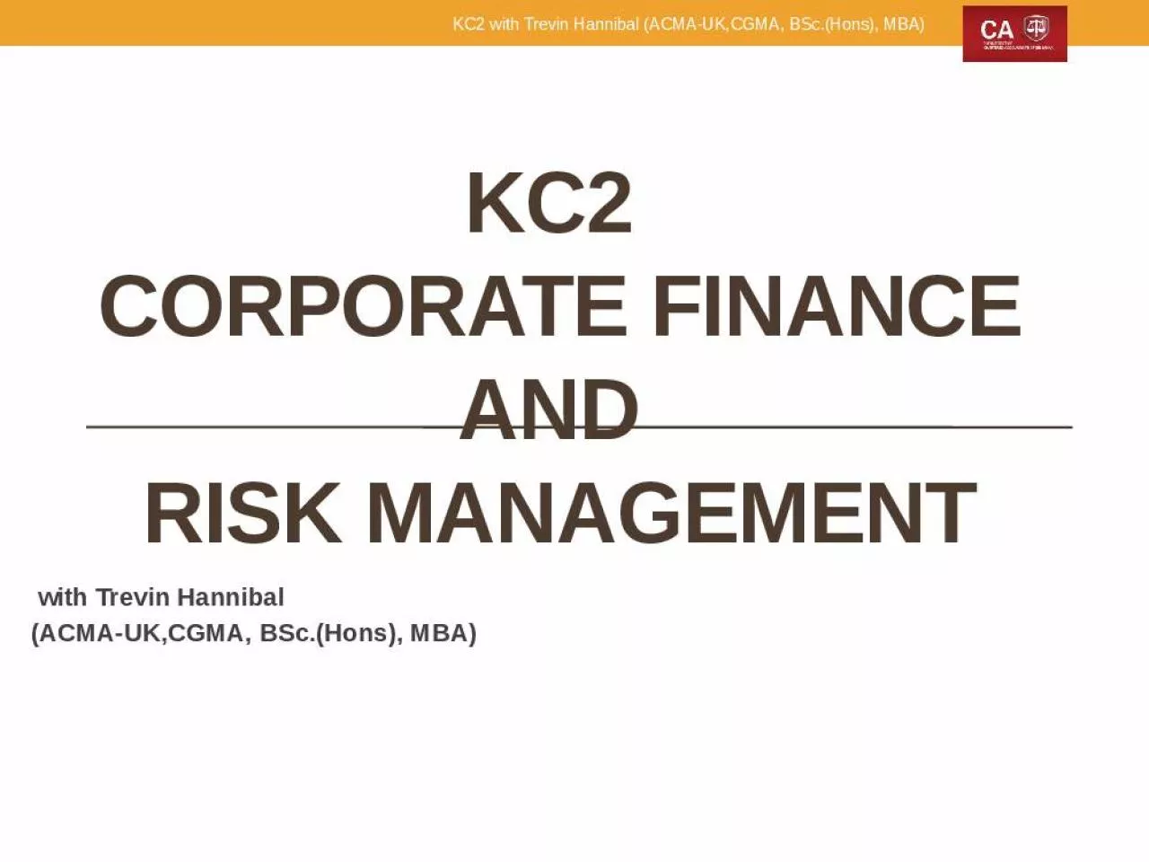 PPT-kC2 Corporate Finance and risk management