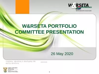 W&RSETA PORTFOLIO COMMITTEE PRESENTATION