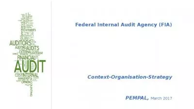 Federal Internal Audit Agency (FIA)     Context-Organisation-Strategy PEMPAL, March 2017